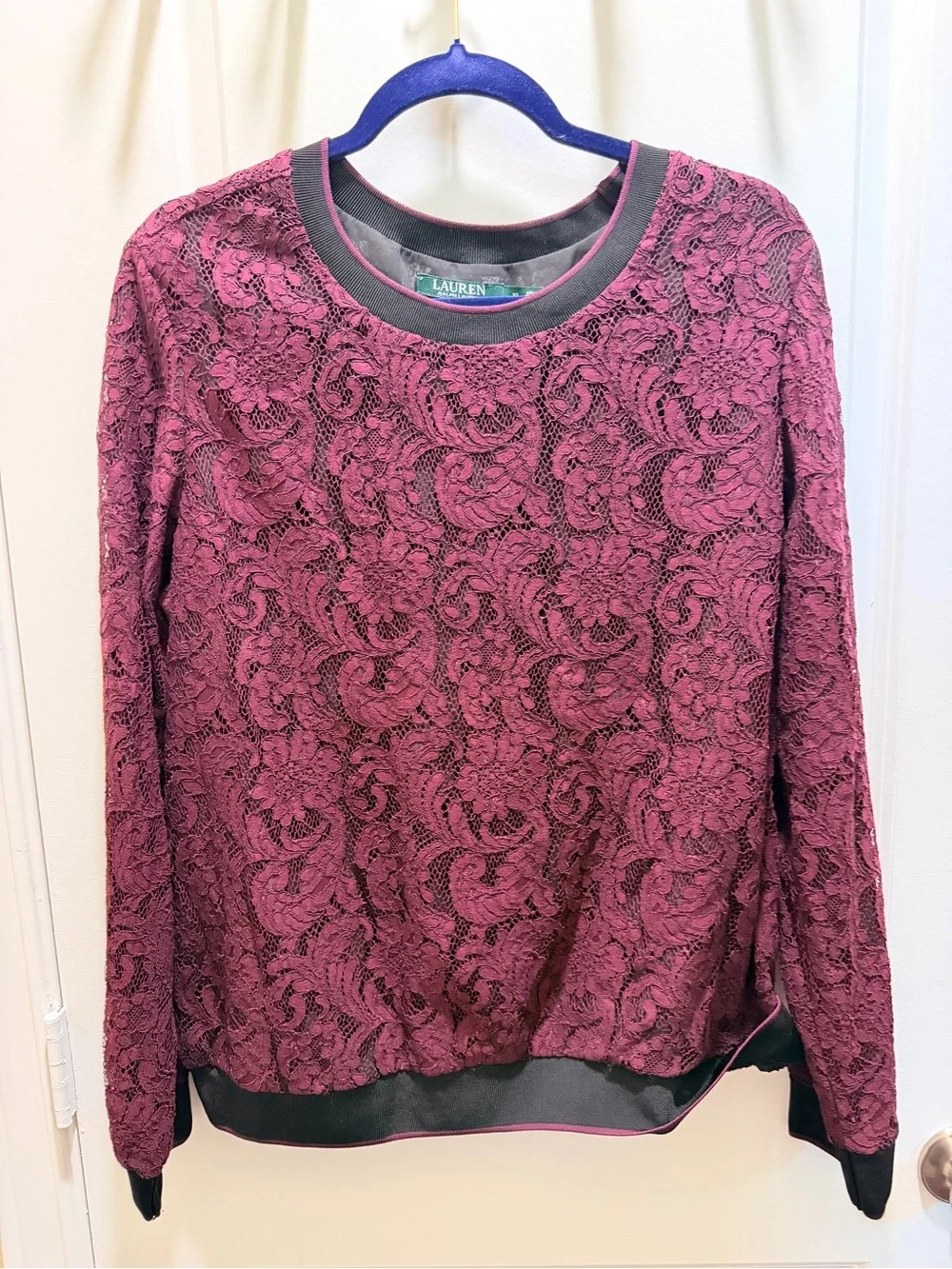 Lauren Ralph Lauren Burgundy Lace Top